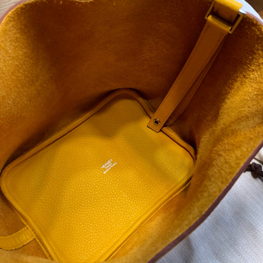 Hermes 9D Amber/Celest Picotin Lock 18 Togo Leather Bag