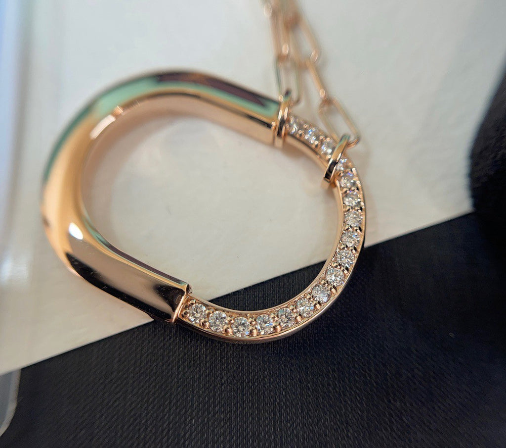 Tiffany Lock Pendant in Yellow Gold with Diamonds, Medium