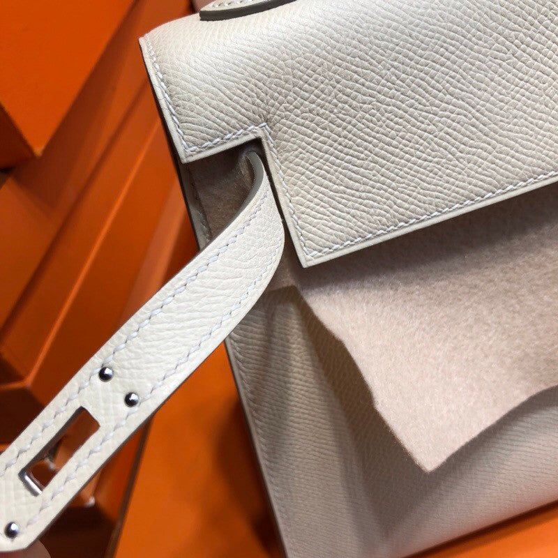 Hermès Craie Kelly 25  Epsom Palladium Hardware