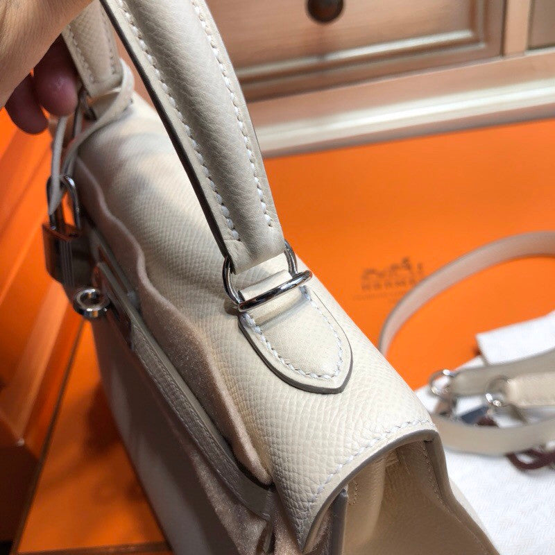 Hermès Craie Kelly 25  Epsom Palladium Hardware