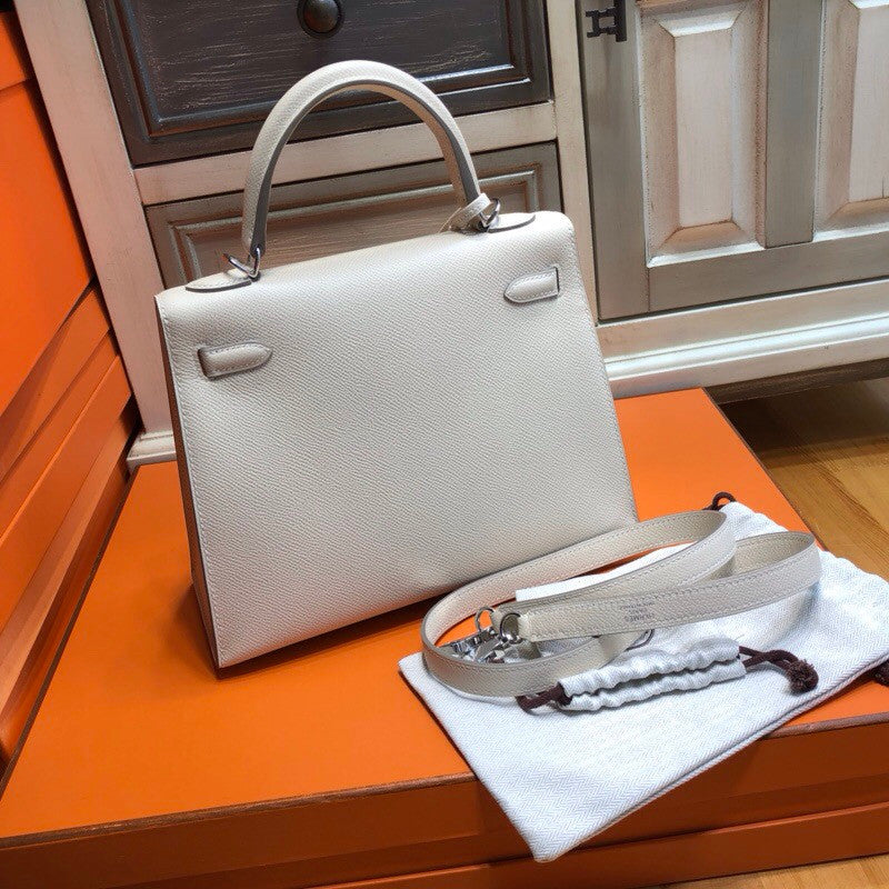 Hermès Craie Kelly 25  Epsom Palladium Hardware
