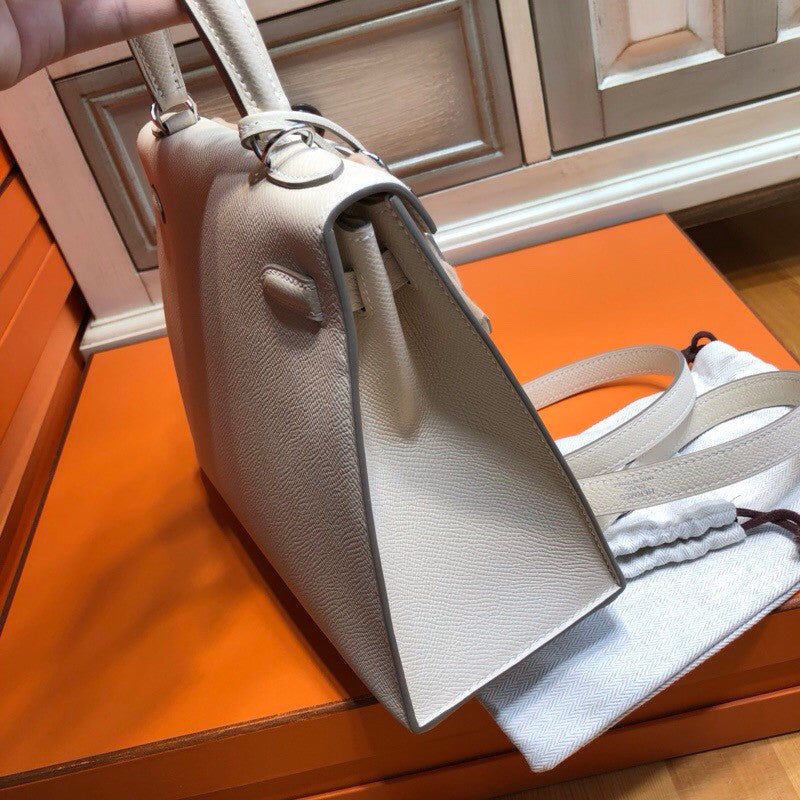 Hermès Craie Kelly 25  Epsom Palladium Hardware
