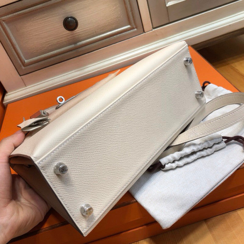 Hermès Craie Kelly 25  Epsom Palladium Hardware