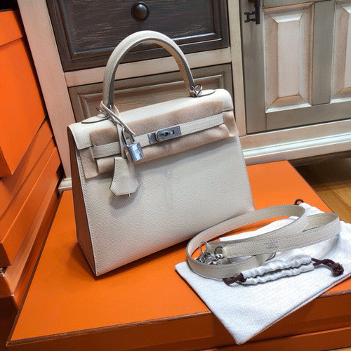 Hermès Craie Kelly 25  Epsom Palladium Hardware