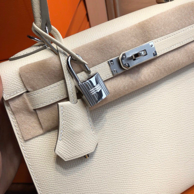Hermès Craie Kelly 25  Epsom Palladium Hardware