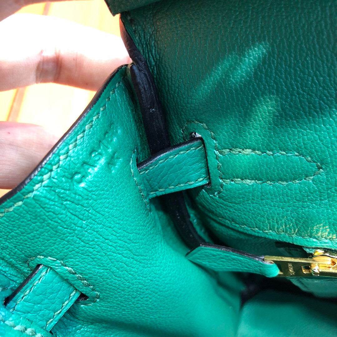 Hermes U4 Vert  Birkin 25 cm Togo Gold Hardware