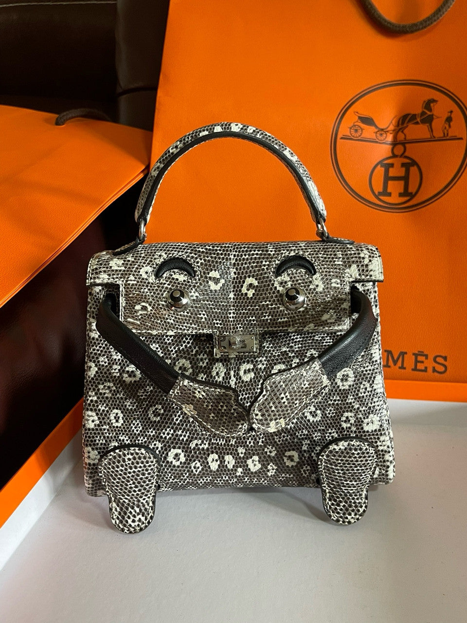 [Exclusive] Hermes Kelly Idole (Kelly Doll) in Ombre Lizard with Palladium hardware