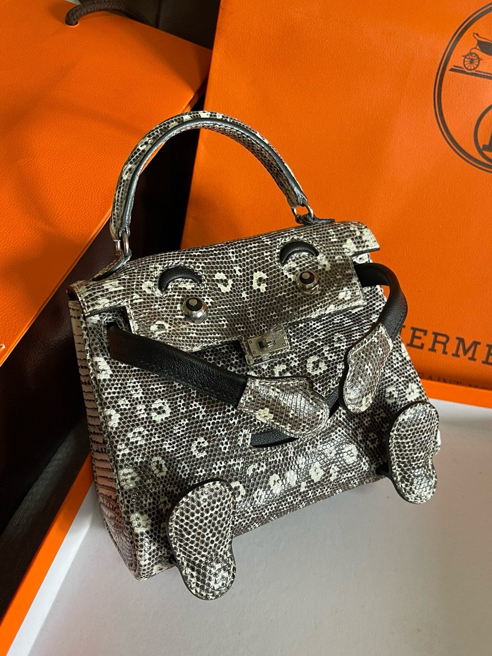 [Exclusive] Hermes Kelly Idole (Kelly Doll) in Ombre Lizard with Palladium hardware