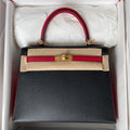 Hermes Special Order Black/Red Kelly 25 cm Epsom Gold  Hardware