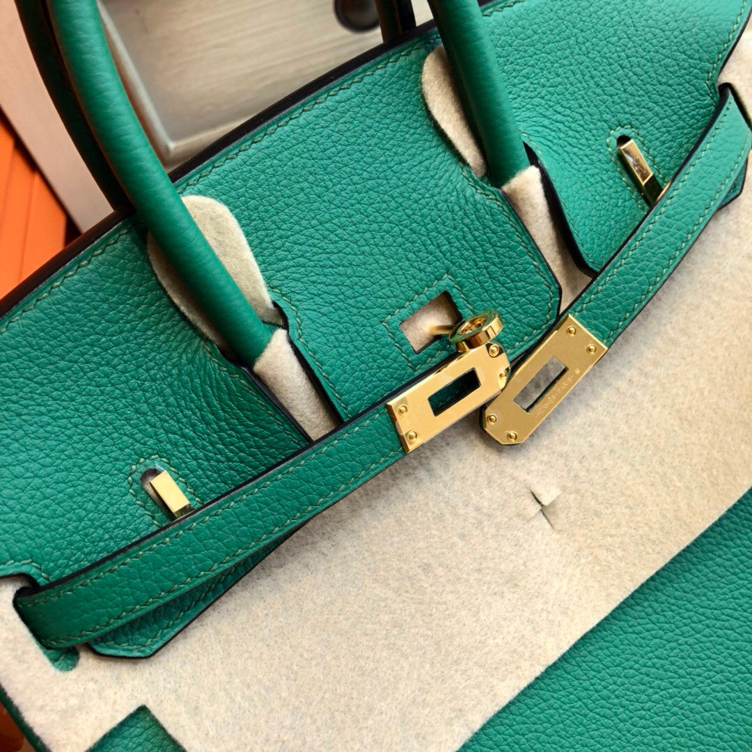 Hermes U4 Vert  Birkin 25 cm Togo Gold Hardware
