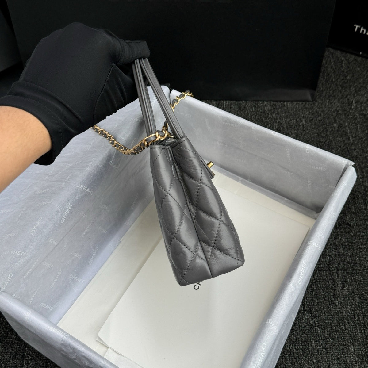 Chanel Kelly Mini Shopping Bag Grey