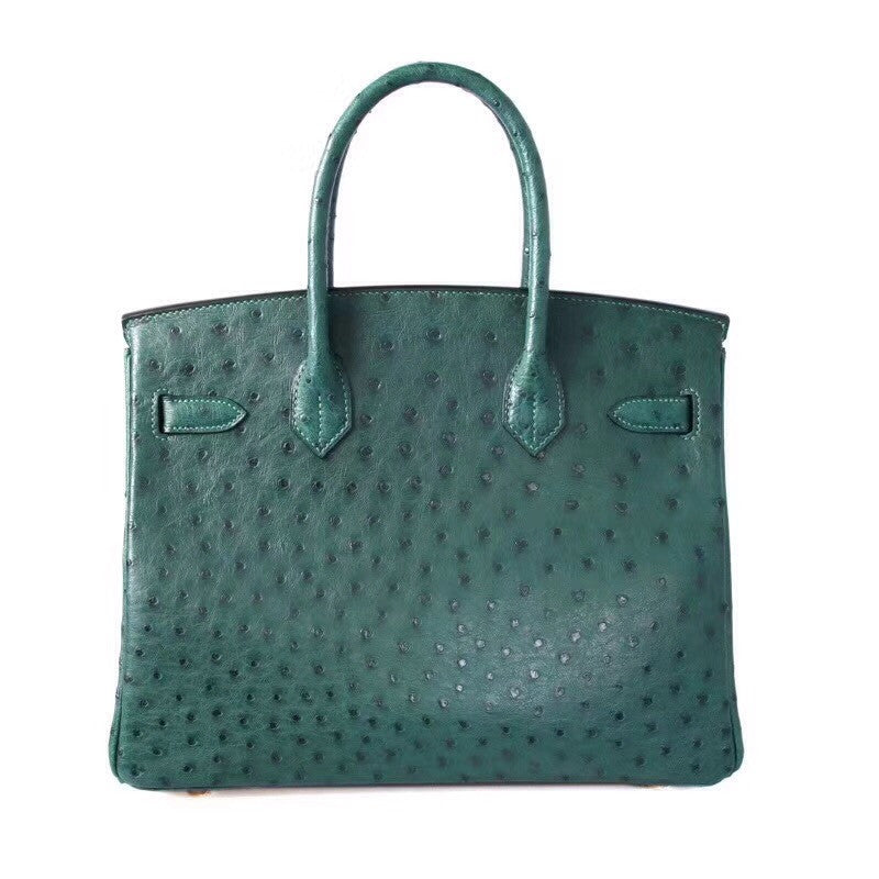 Hermes  6I Emerald Green Birkin Bag 30cm KK Ostrich Leather Gold Hardware