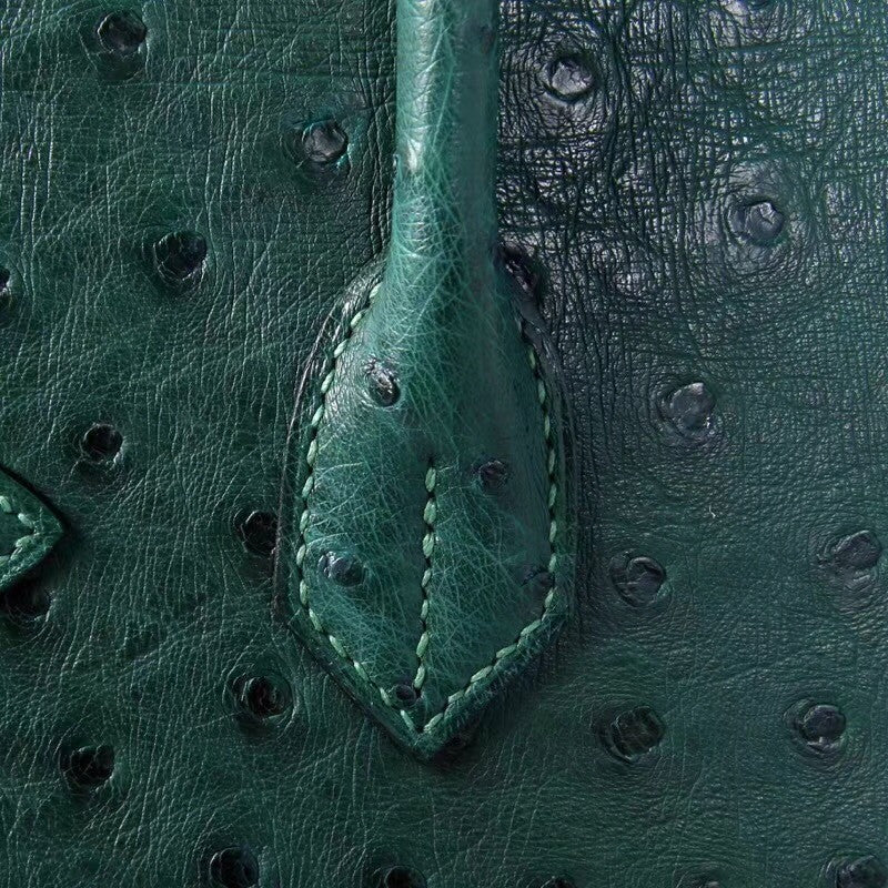 Hermes  6I Emerald Green Birkin Bag 30cm KK Ostrich Leather Gold Hardware