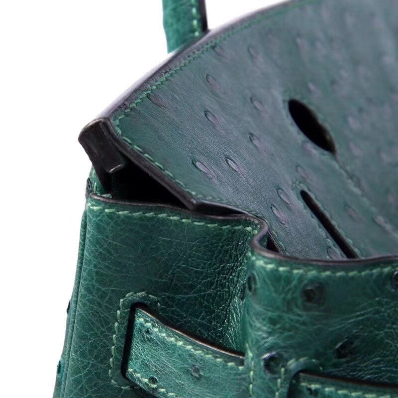 Hermes  6I Emerald Green Birkin Bag 30cm KK Ostrich Leather Gold Hardware