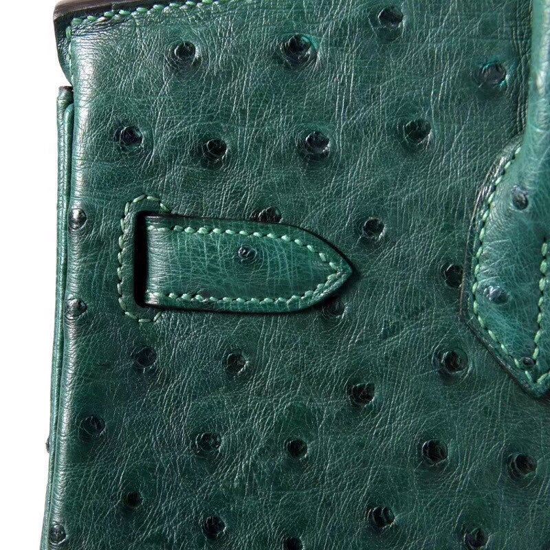 Hermes  6I Emerald Green Birkin Bag 30cm KK Ostrich Leather Gold Hardware