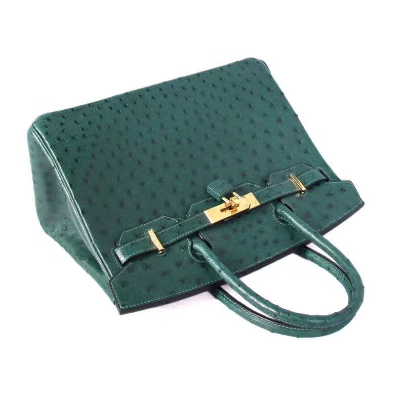 Hermes  6I Emerald Green Birkin Bag 30cm KK Ostrich Leather Gold Hardware