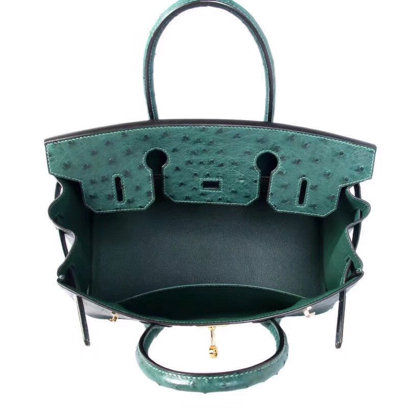 Hermes  6I Emerald Green Birkin Bag 30cm KK Ostrich Leather Gold Hardware