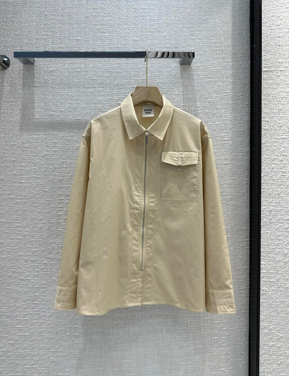 Hermes Zipped cotton shirt Beige