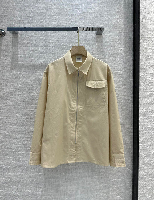 Hermes Zipped cotton shirt Beige