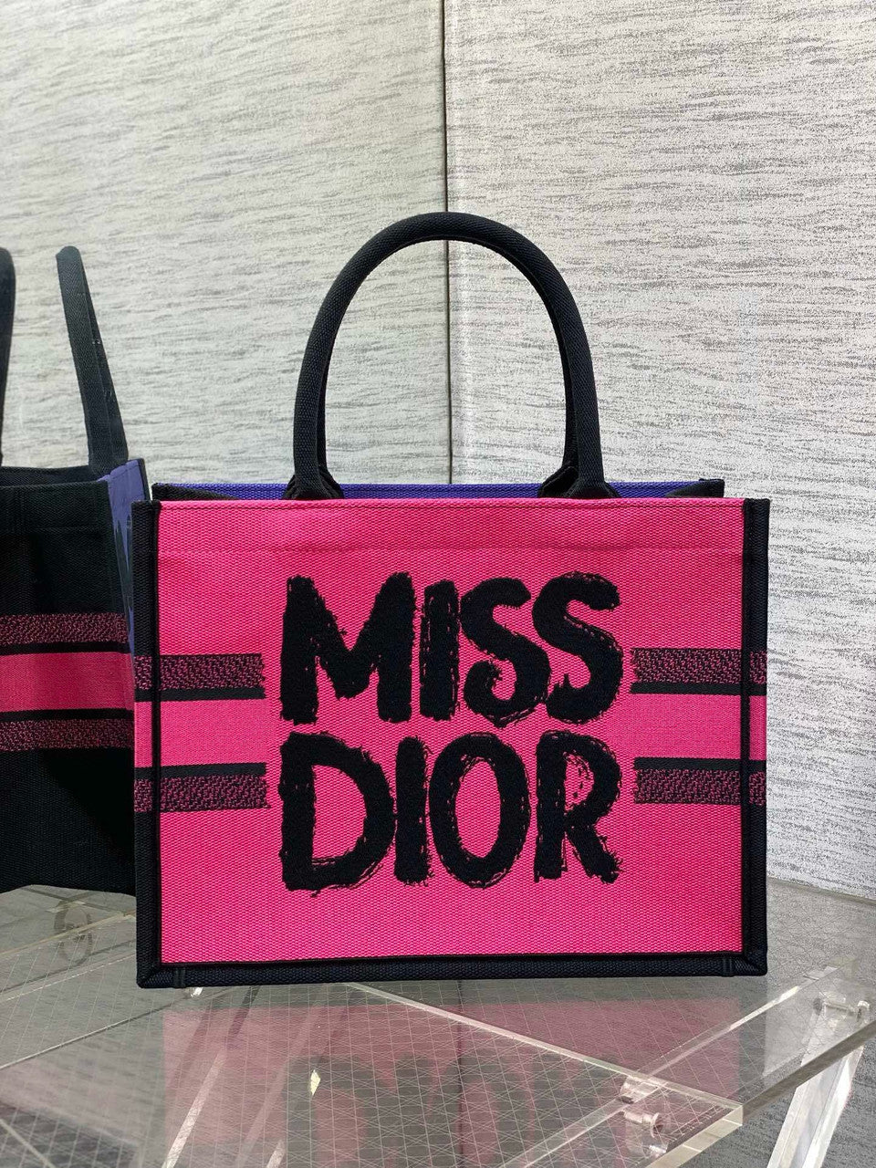 Christian Dior Large Dior Book Tote Miss Dior Graffiti Embroidery  Pink