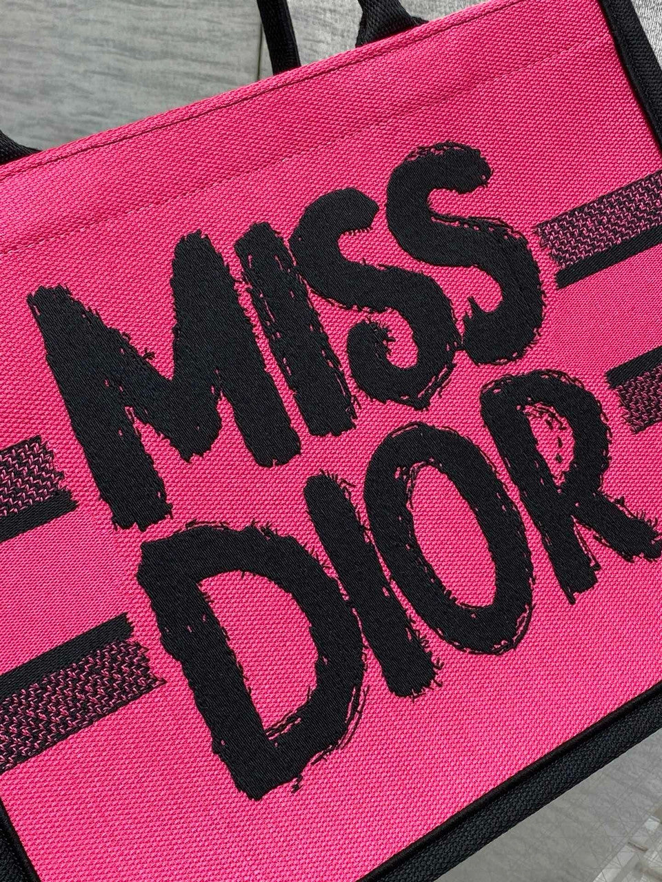 Christian Dior Large Dior Book Tote Miss Dior Graffiti Embroidery  Pink