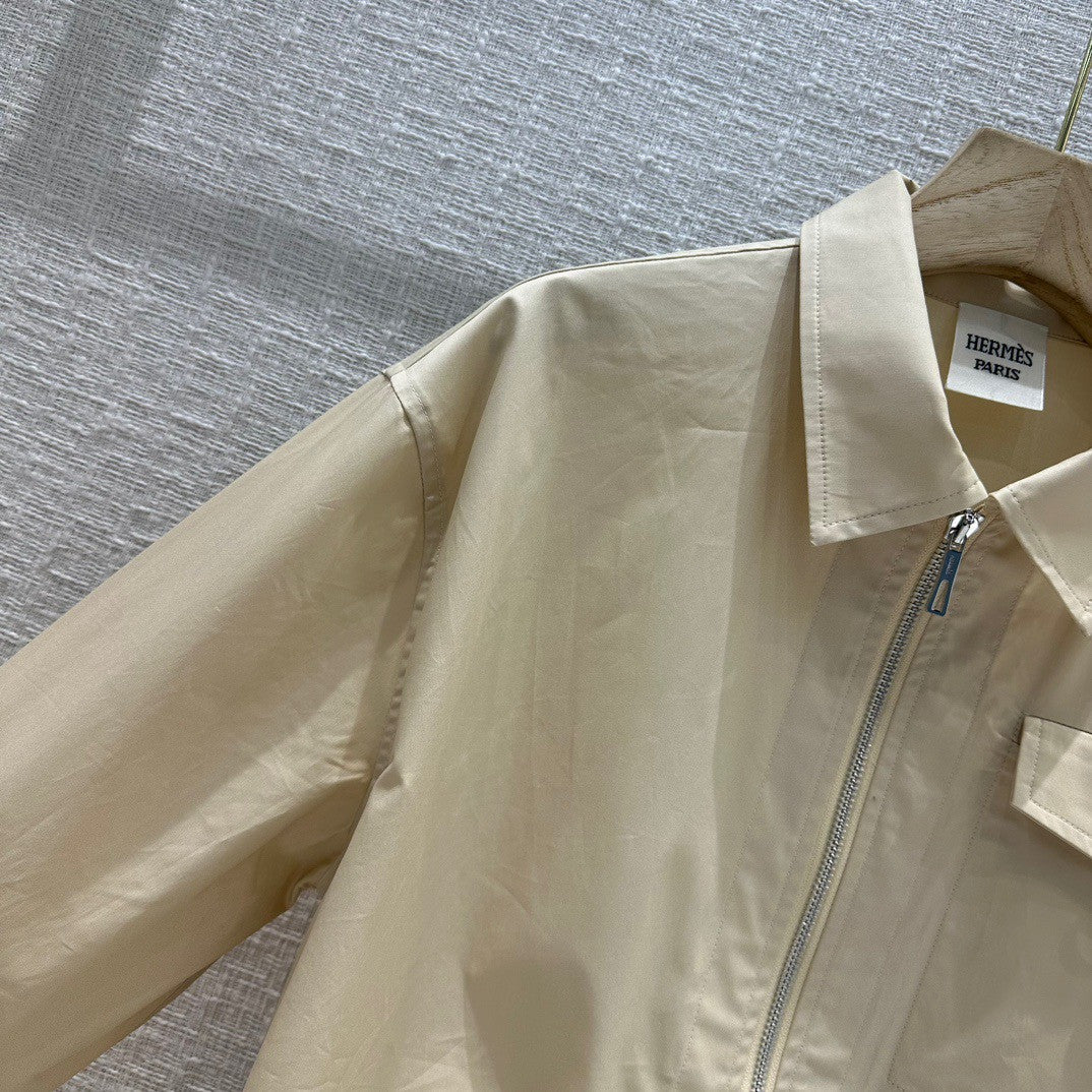 Hermes Zipped cotton shirt Beige