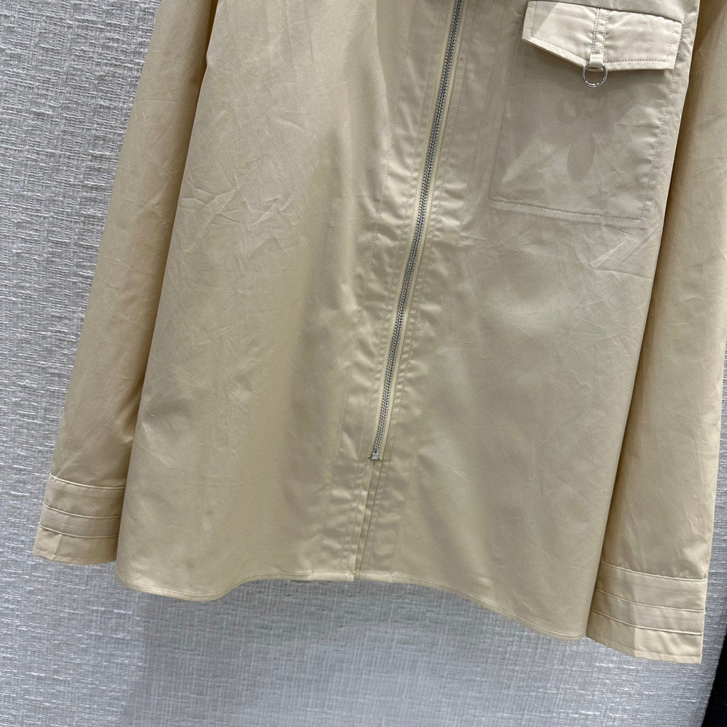 Hermes Zipped cotton shirt Beige