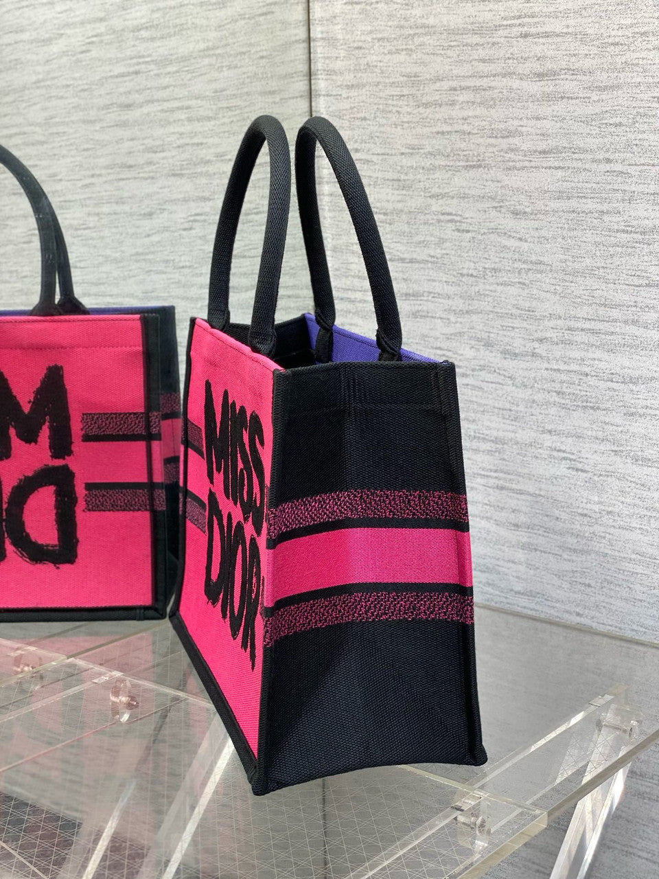 Christian Dior Large Dior Book Tote Miss Dior Graffiti Embroidery  Pink