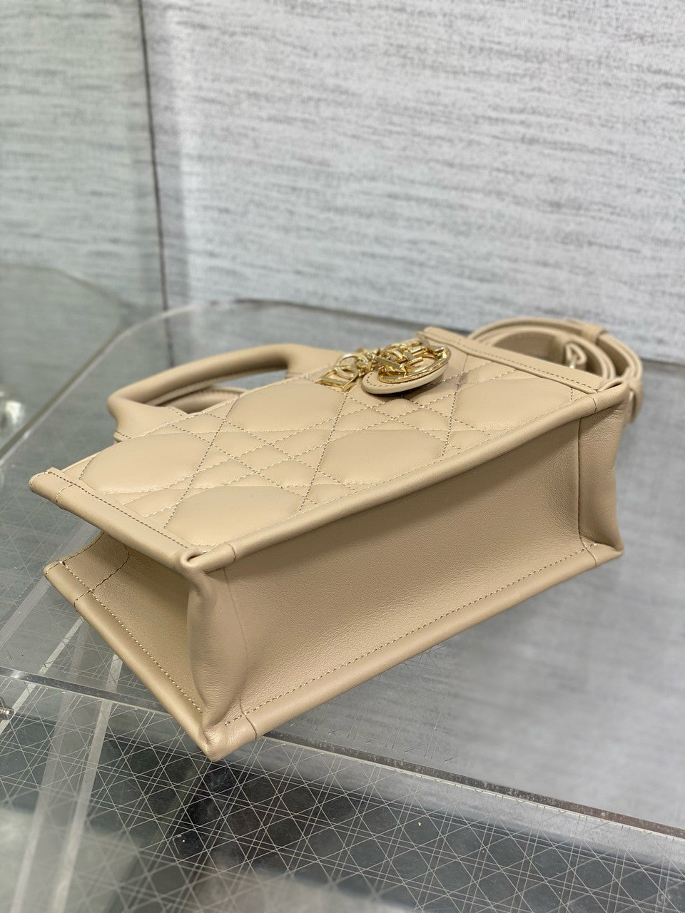 Christian Dior Mini Dior Book Tote  Trench Beige Macrocannage Calfskin