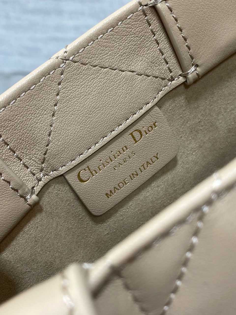 Christian Dior Mini Dior Book Tote  Trench Beige Macrocannage Calfskin