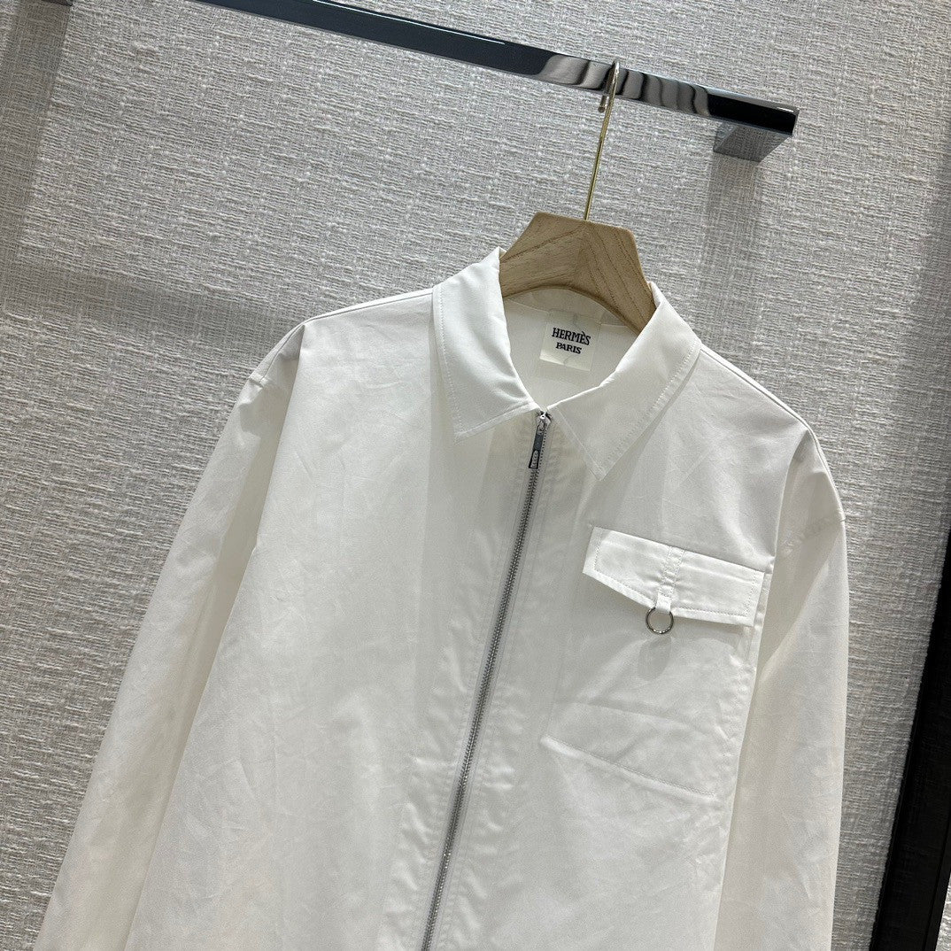 Hermes Zipped cotton shirt  White