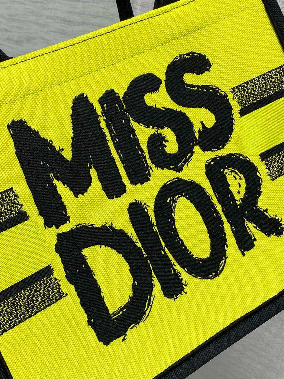 Christian Dior Large Dior Book Tote Miss Dior Graffiti Embroidery Yellow