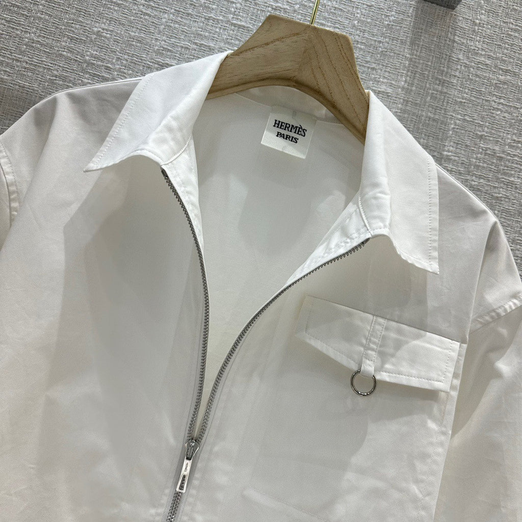 Hermes Zipped cotton shirt  White