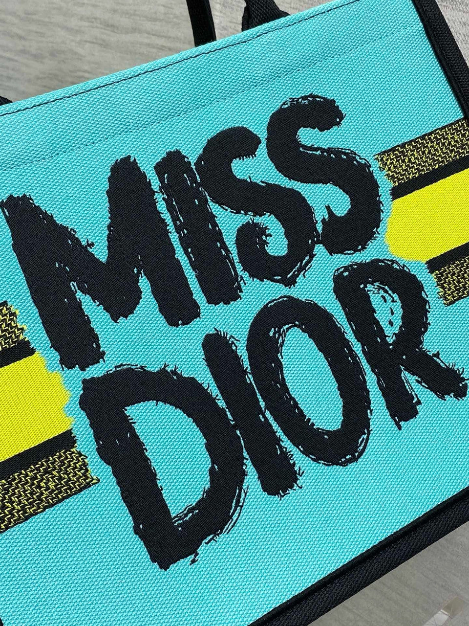 Christian Dior Large Dior Book Tote Miss Dior Graffiti Embroidery Yellow