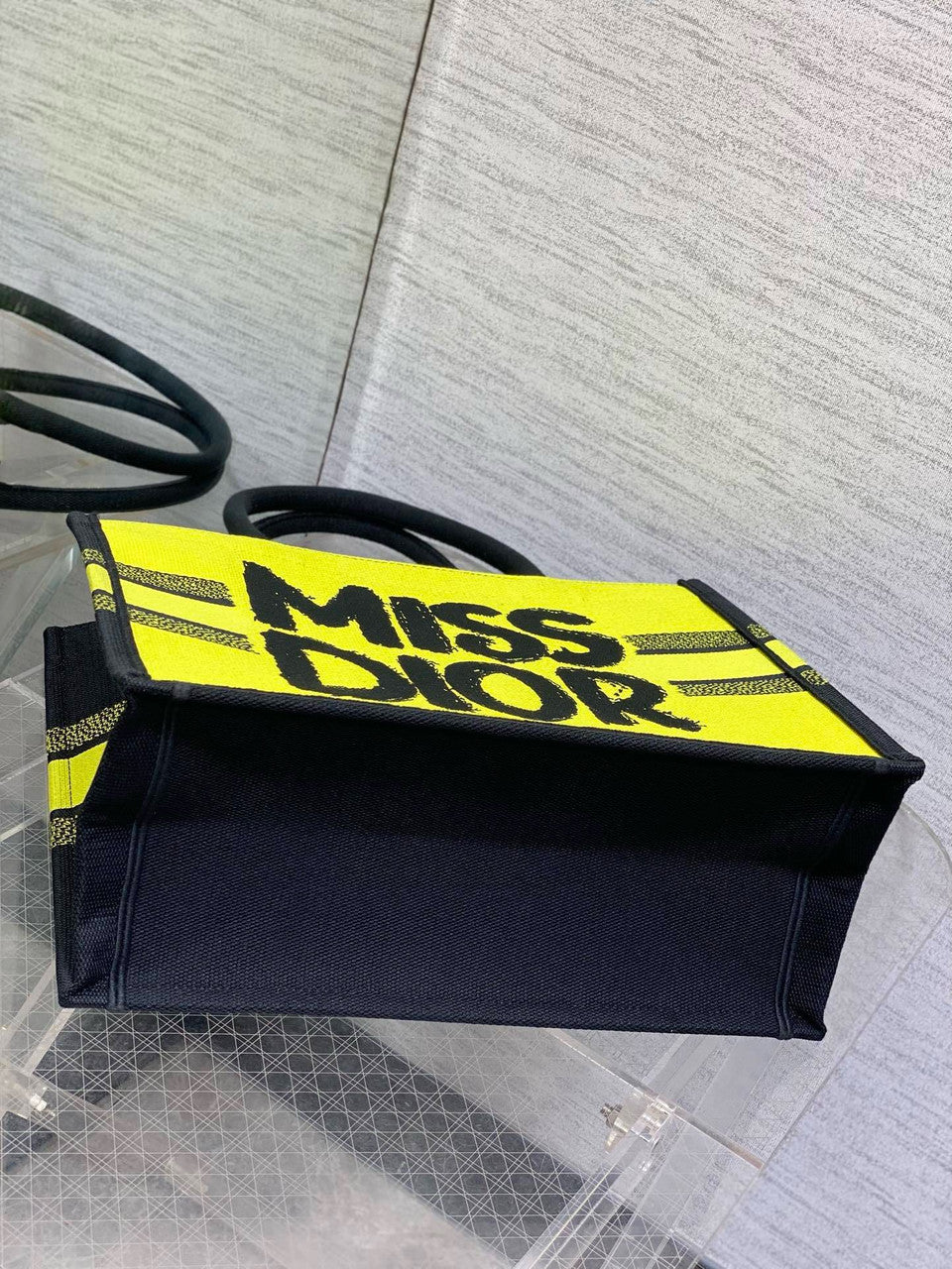 Christian Dior Large Dior Book Tote Miss Dior Graffiti Embroidery Yellow