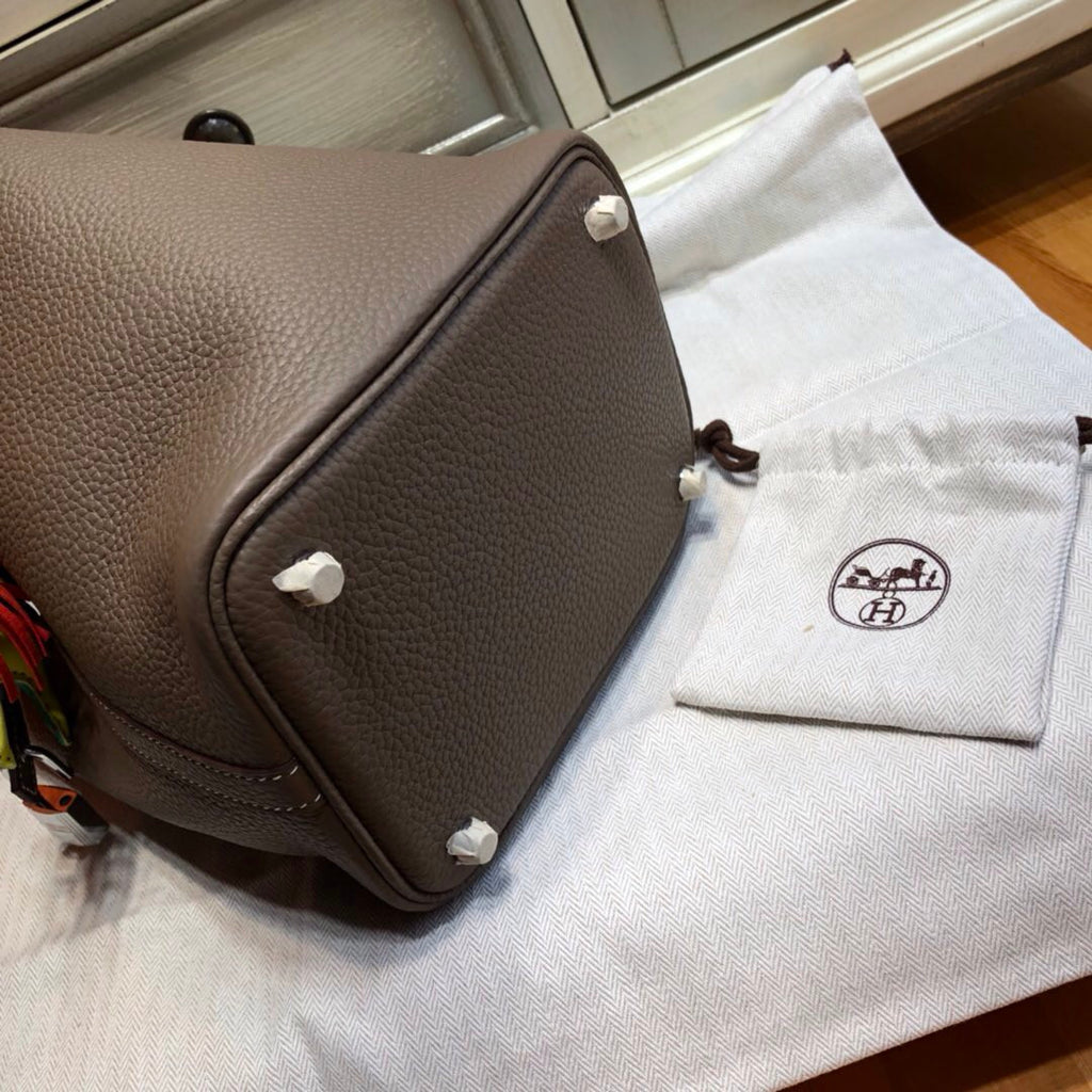 Hermes Etoupe Picotin Lock 18 Togo Leather Bag