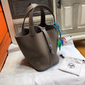 Hermes Etoupe Picotin Lock 18 Togo Leather Bag