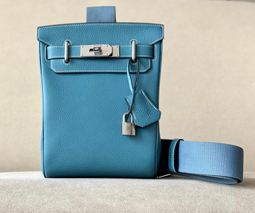 Hermes Kelly HAC A Dos Bag Blue Jean Togo Leather Palladium Hardware 2022