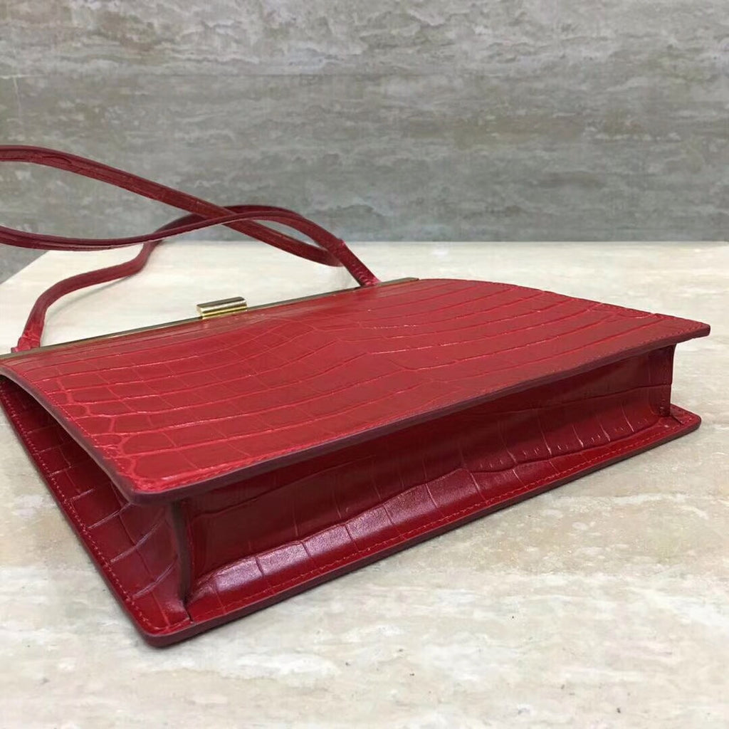Celine MINI CLASP BAG IN CROCODILE RED