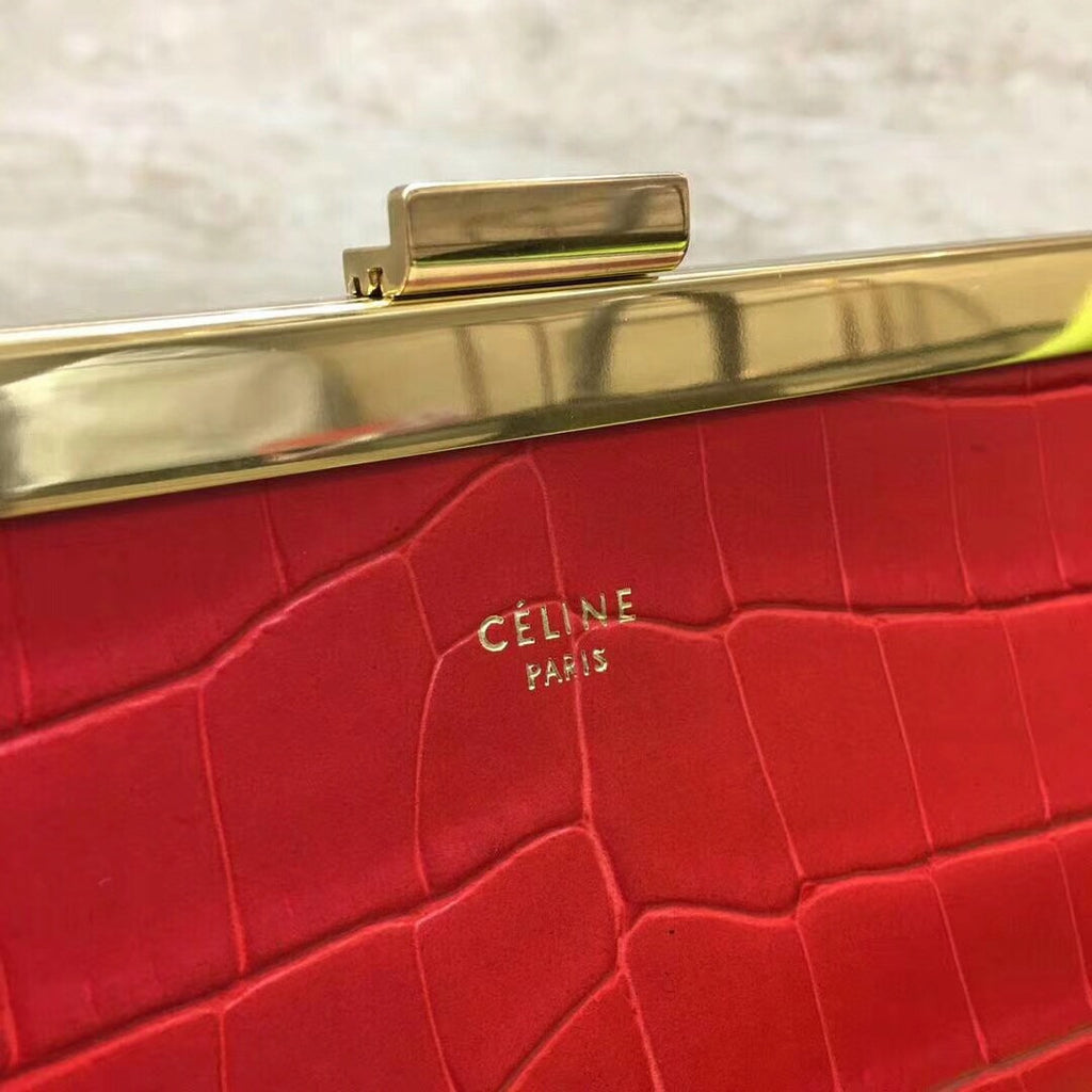 Celine MINI CLASP BAG IN CROCODILE RED