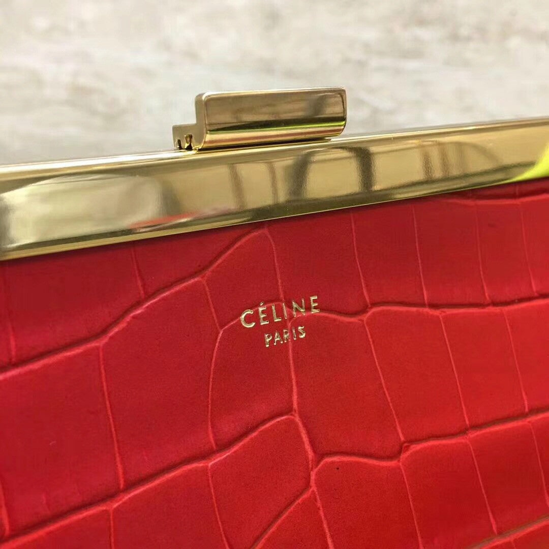 Celine MINI CLASP BAG IN CROCODILE RED