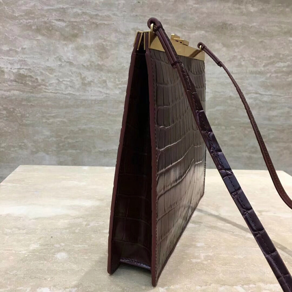 Celine MINI CLASP BAG IN CROCODILE BORDEAUX