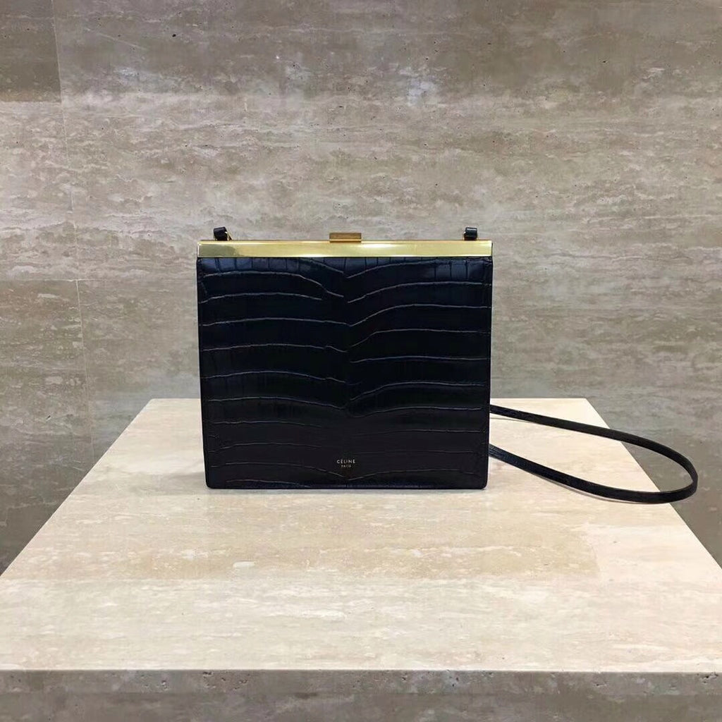 Celine MINI CLASP BAG IN CROCODILE BLACK