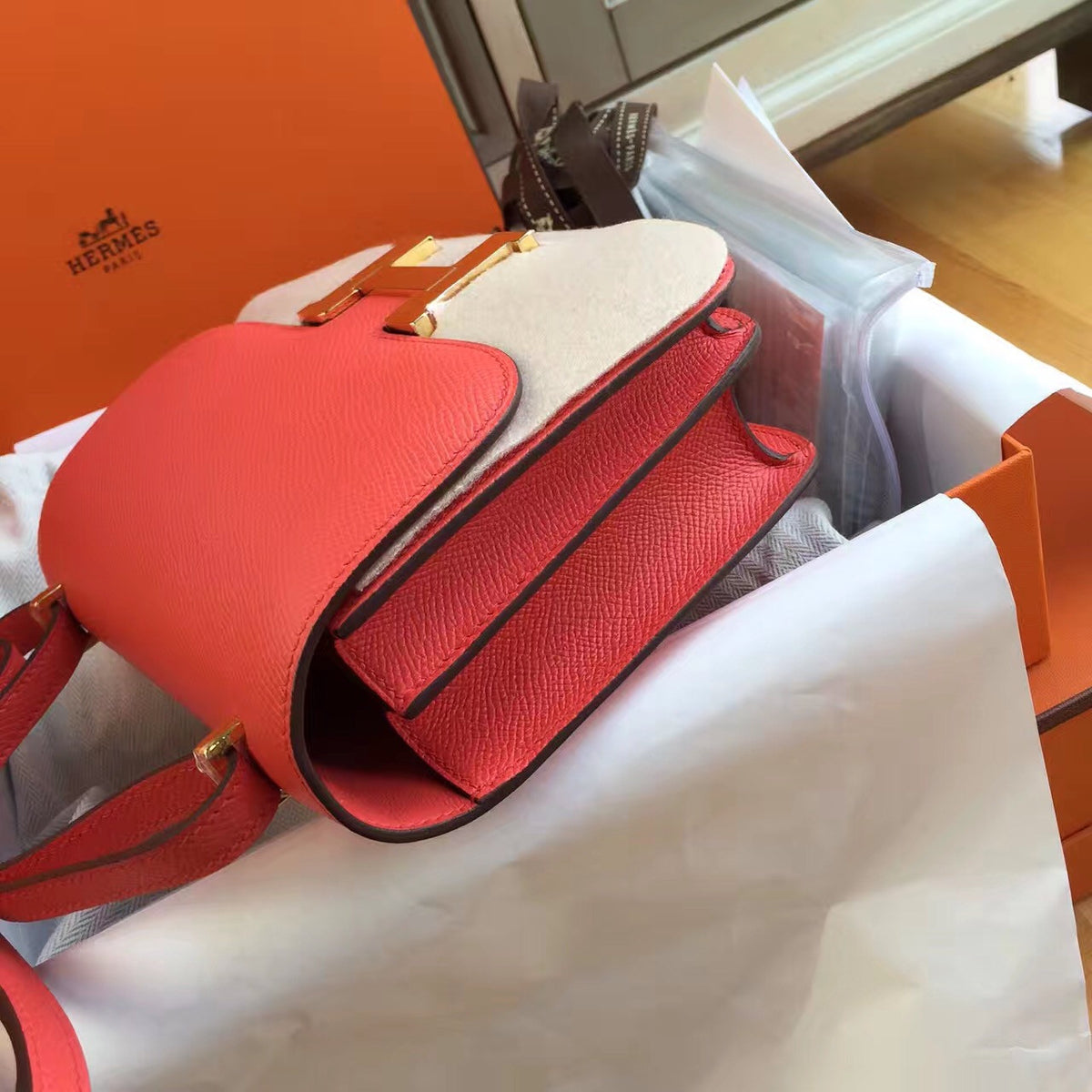Hermes T5 Peach Constance Epsom leather 18cm GHW
