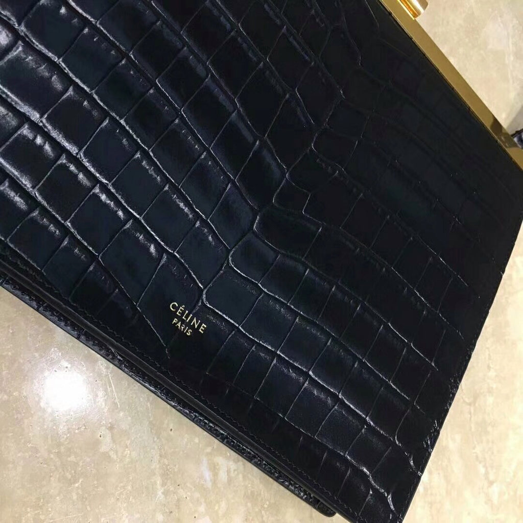 Celine MINI CLASP BAG IN CROCODILE BLACK