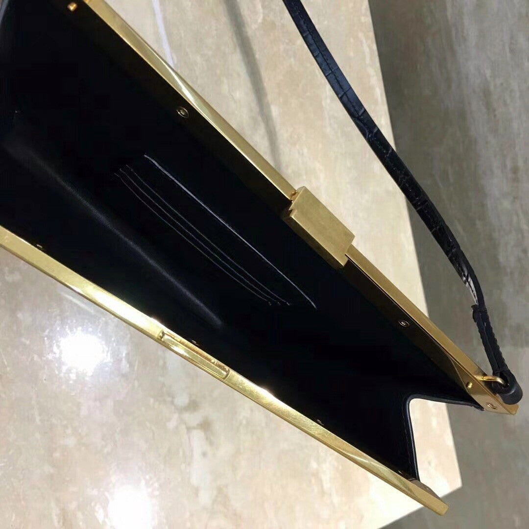 Celine MINI CLASP BAG IN CROCODILE BLACK