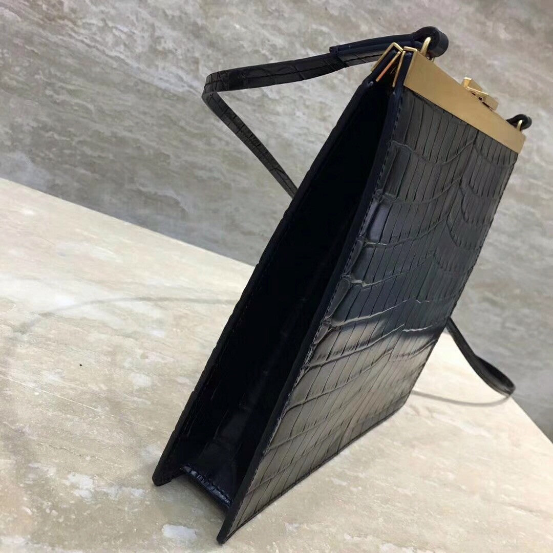 Celine MINI CLASP BAG IN CROCODILE BLACK