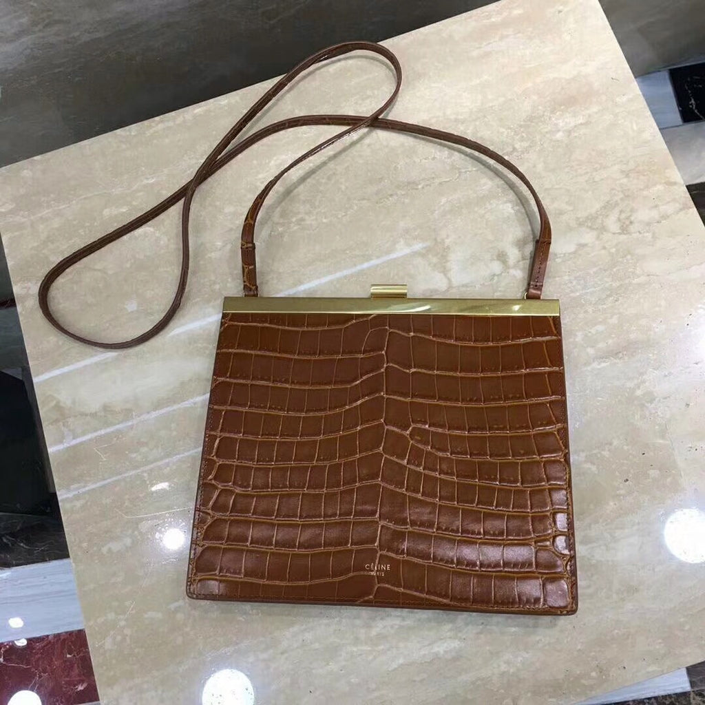 Celine MINI CLASP BAG IN CROCODILE LIGHT CAMEL