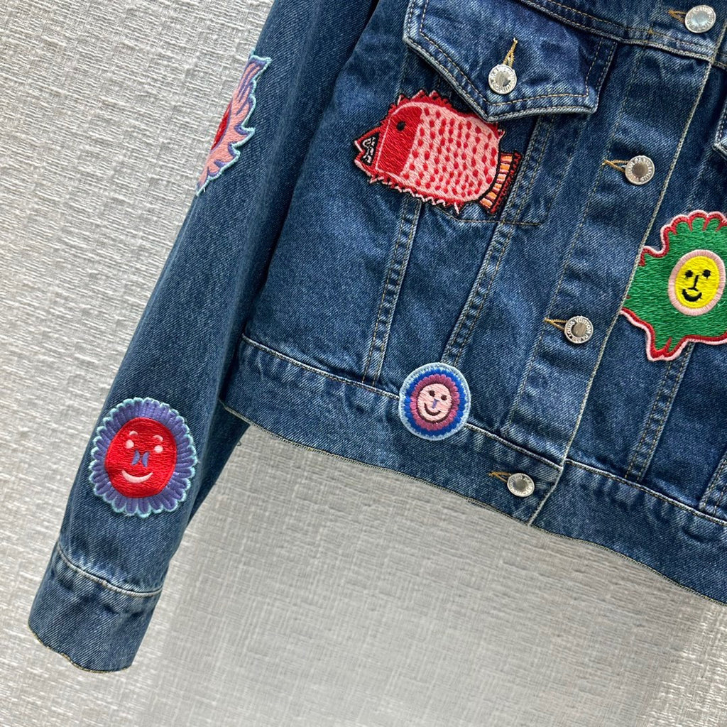 Louis Vuitton 1AB6K3 LV x YK Faces Patches Denim Jacket