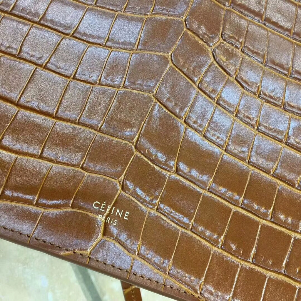 Celine MINI CLASP BAG IN CROCODILE LIGHT CAMEL